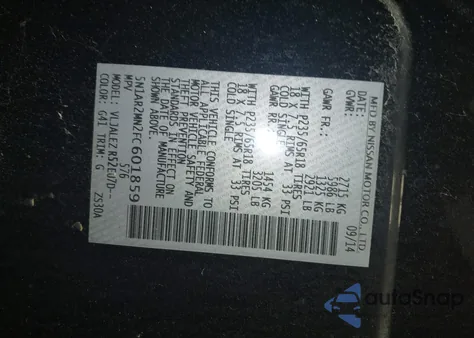 2015 Nissan Pathfinder Sv from USA, damaged, VIN 5N1AR2MN2FC601859